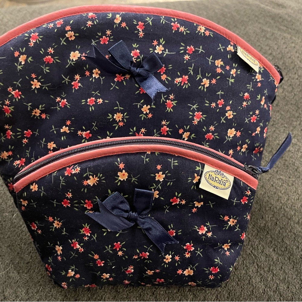 Set of 2 NaRaya Makeup Floral Bags Navy KA